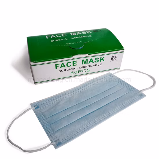 CE FDA 3-слойный 4-слойный галстук-петля для ушей Больница Mascarilla Нетканый тип Iir Поставщик Оптовая пыль Синий Белый Черный Защитная одноразовая хирургическая маска для лица